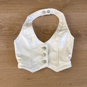 Revice Carrie Vest Faux Leather Crop Size XS in Ivory Cream